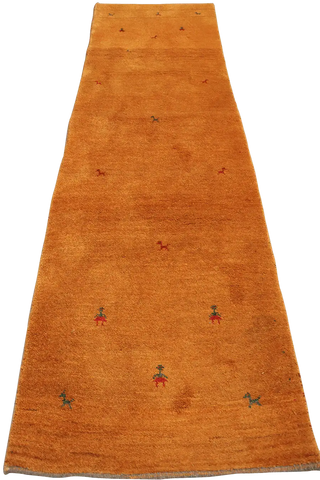 Close-up view of a Gabbeh Runner Tribal Wool Rug 