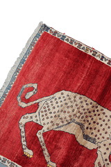 146 x 103 cm Persian Qashqai Tribal Wool Lion Rug Handmade Red - Rugoutlet