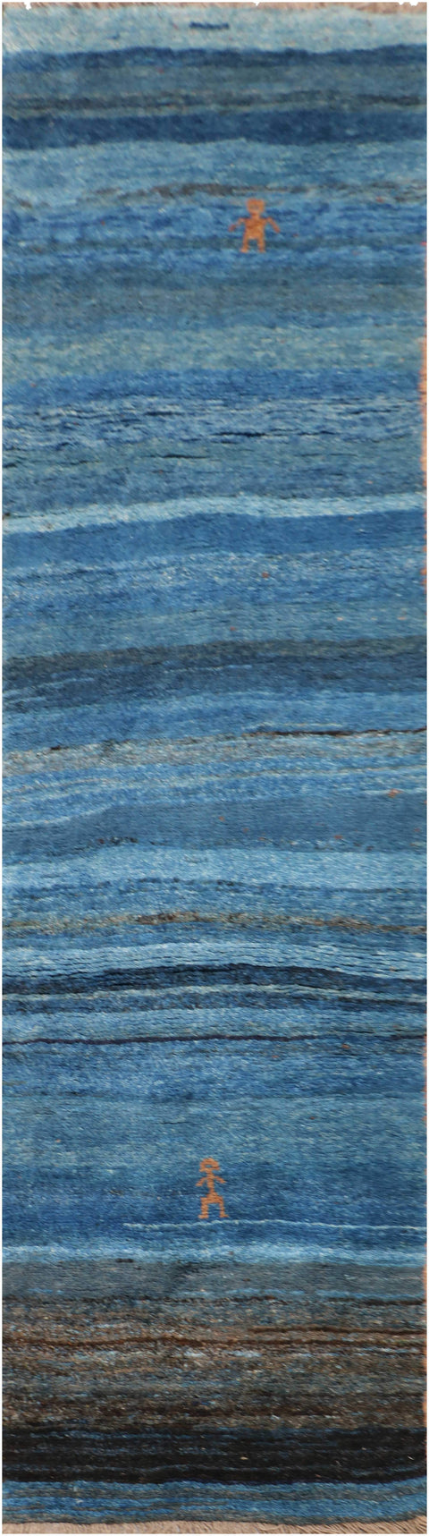 A vertical image of a Gabbeh Runner Tribal Wool Rug