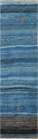 A vertical image of a Gabbeh Runner Tribal Wool Rug