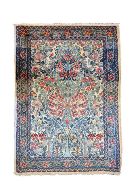 70 x 52 cm Persian Kerman Traditional Blue Small Rug - Rugoutlet