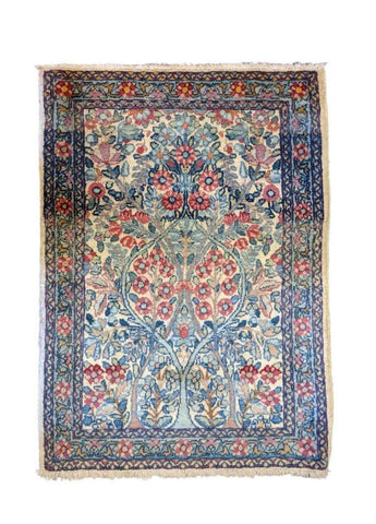 70 x 52 cm Persian Kerman Traditional Blue Small Rug - Rugoutlet