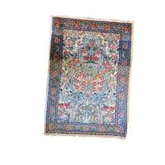 70 x 52 cm Persian Kerman Traditional Blue Small Rug - Rugmaster
