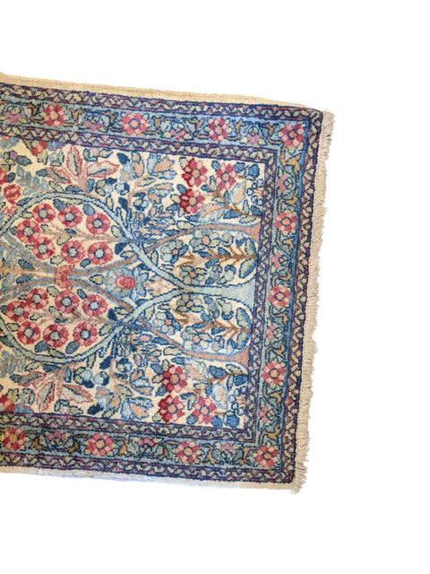 70 x 52 cm Persian Kerman Traditional Blue Small Rug - Rugoutlet