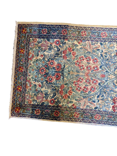 70 x 52 cm Persian Kerman Traditional Blue Small Rug - Rugmaster