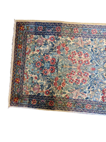 70 x 52 cm Persian Kerman Traditional Blue Small Rug - Rugmaster