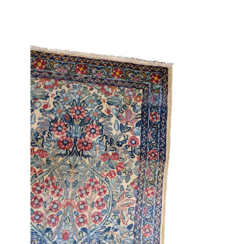 70 x 52 cm Persian Kerman Traditional Blue Small Rug - Rugmaster