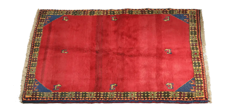193 x 145 cm Persian Qashqai Tribal Wool Rug Hand-Knotted Red Colour - Rugoutlet