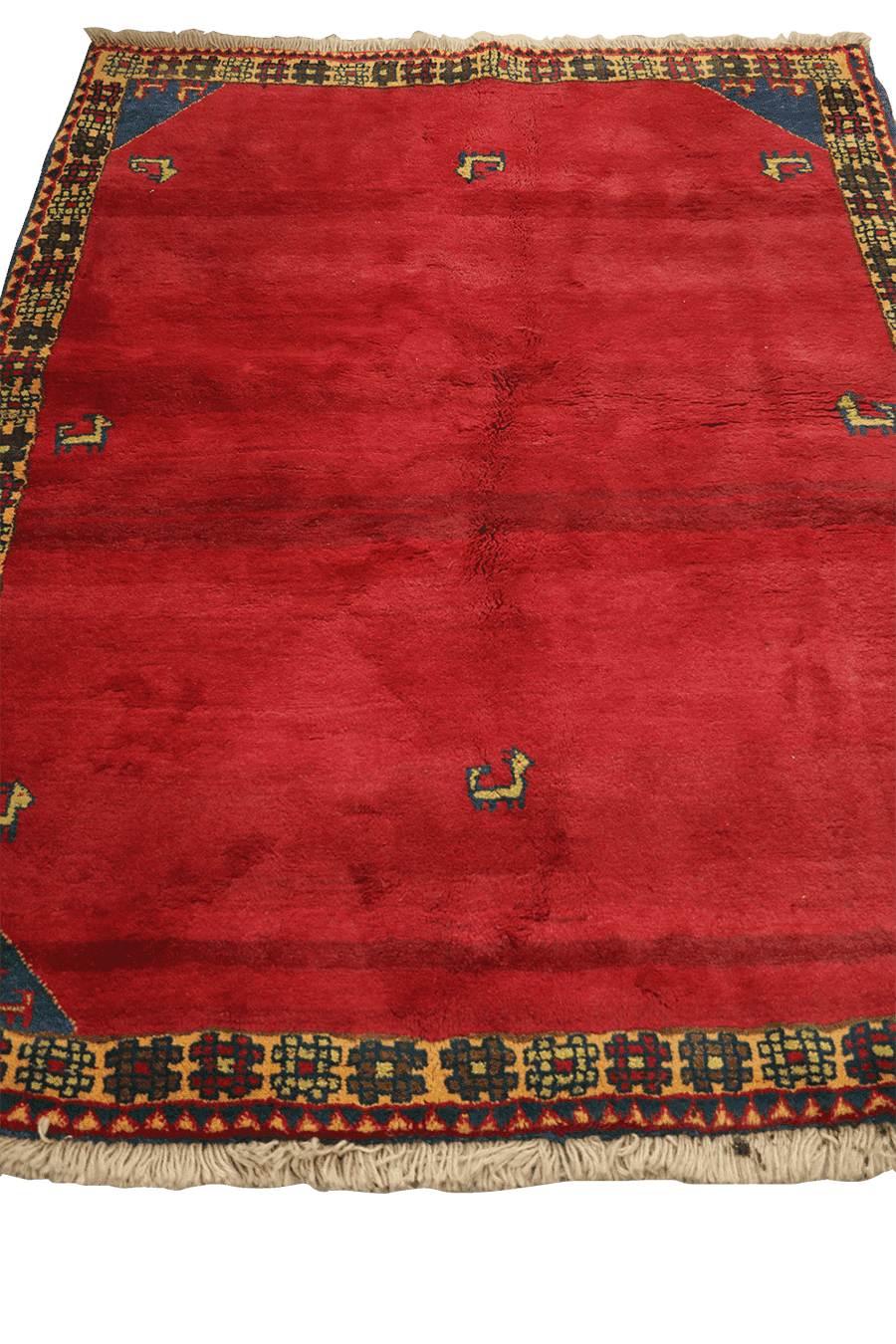 193 x 145 cm Persian Qashqai Tribal Wool Rug Hand-Knotted Red Colour - Rugoutlet