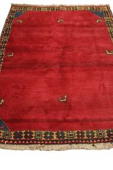 193 x 145 cm Persian Qashqai Tribal Wool Rug Hand-Knotted Red Colour - Rugoutlet