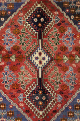 193 x 145 cm Persian Qashqai Tribal Wool Rug Hand Knotted Red Blue Colour - Rugoutlet