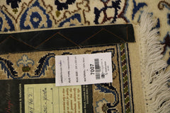 200x200 cm Persian Nain Silk and Wool Rug Blue and ivory