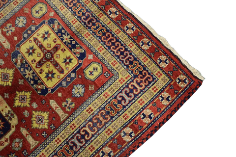 205 x 145 cm Indo Kazak Tribal Wool Rug Hand-Knotted Red Colour - Rugoutlet