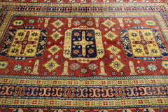 205 x 145 cm Indo Kazak Tribal Wool Rug Hand-Knotted Red Colour - Rugoutlet