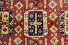 205 x 145 cm Indo Kazak Tribal Wool Rug Hand-Knotted Red Colour - Rugoutlet