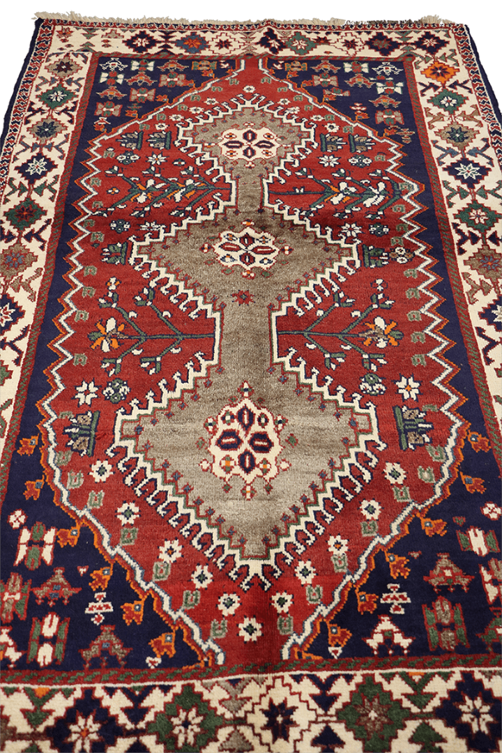 Persian Qashqai Tribal Wool Rug 219 x 124 cm (7.19 x 4.07 ft)