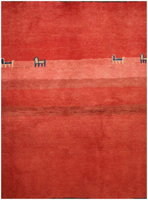 170 x 130 cm Persian Gabbeh Tribal Wool Rugs Hand Knotted Red Colour - Rugoutlet