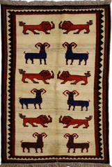 Persian Gabbeh Tribal Wool Rug 218 x 145 cm (7.15 x 4.76 ft)