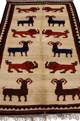 Persian Gabbeh Tribal Wool Rug 218 x 145 cm (7.15 x 4.76 ft)