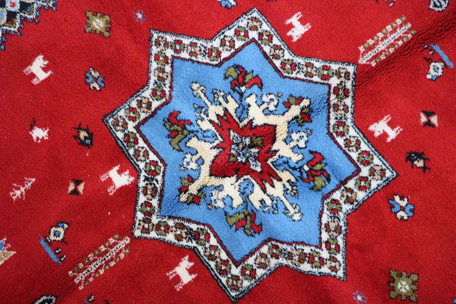 205 x 145 cm Moroccan Berber Tribal Wool Rug Hand-Knotted Red Colour - Rugoutlet