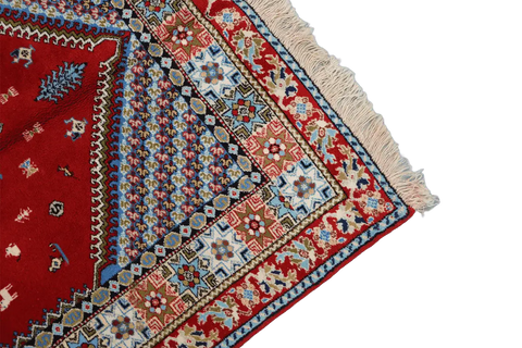 205 x 145 cm Moroccan Berber Tribal Wool Rug Hand-Knotted Red Colour - Rugoutlet