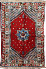 205 x 145 cm Moroccan Berber Tribal Wool Rug Hand-Knotted Red Colour - Rugoutlet