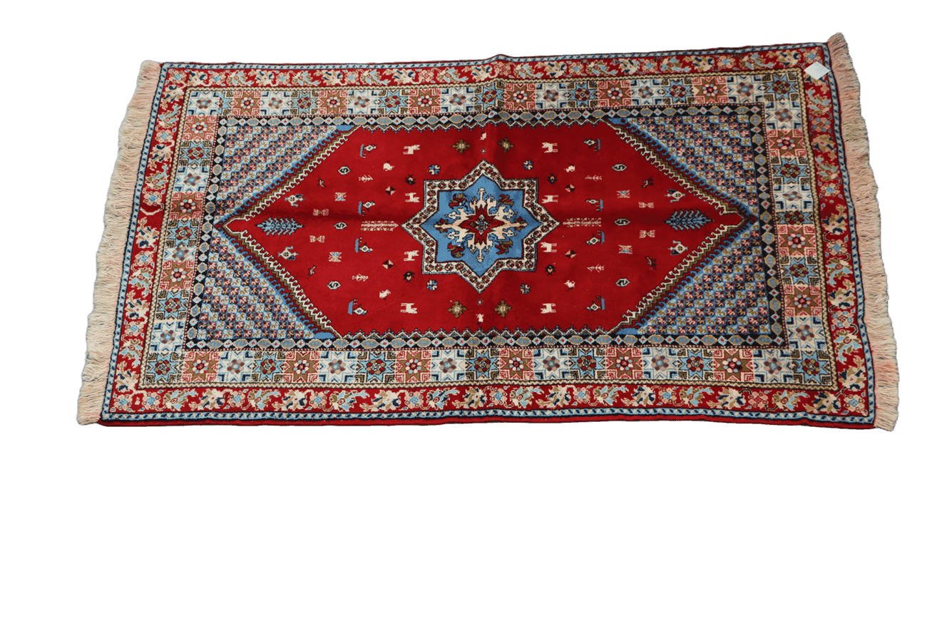 205 x 145 cm Moroccan Berber Tribal Wool Rug Hand-Knotted Red Colour - Rugoutlet