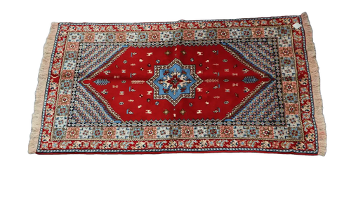 205 x 145 cm Moroccan Berber Tribal Wool Rug Hand-Knotted Red Colour - Rugoutlet