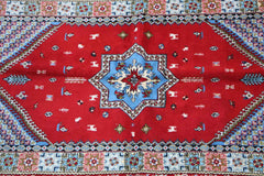 205 x 145 cm Moroccan Berber Tribal Wool Rug Hand-Knotted Red Colour - Rugoutlet