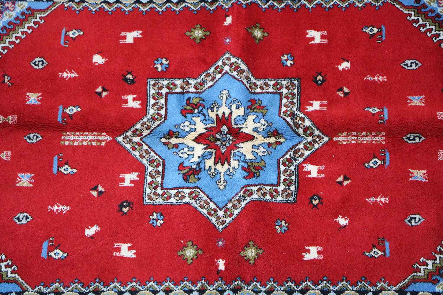 205 x 145 cm Moroccan Berber Tribal Wool Rug Hand-Knotted Red Colour - Rugoutlet