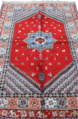 205 x 145 cm Moroccan Berber Tribal Wool Rug Hand-Knotted Red Colour - Rugoutlet