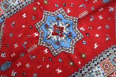 205 x 145 cm Moroccan Berber Tribal Wool Rug Hand-Knotted Red Colour - Rugoutlet