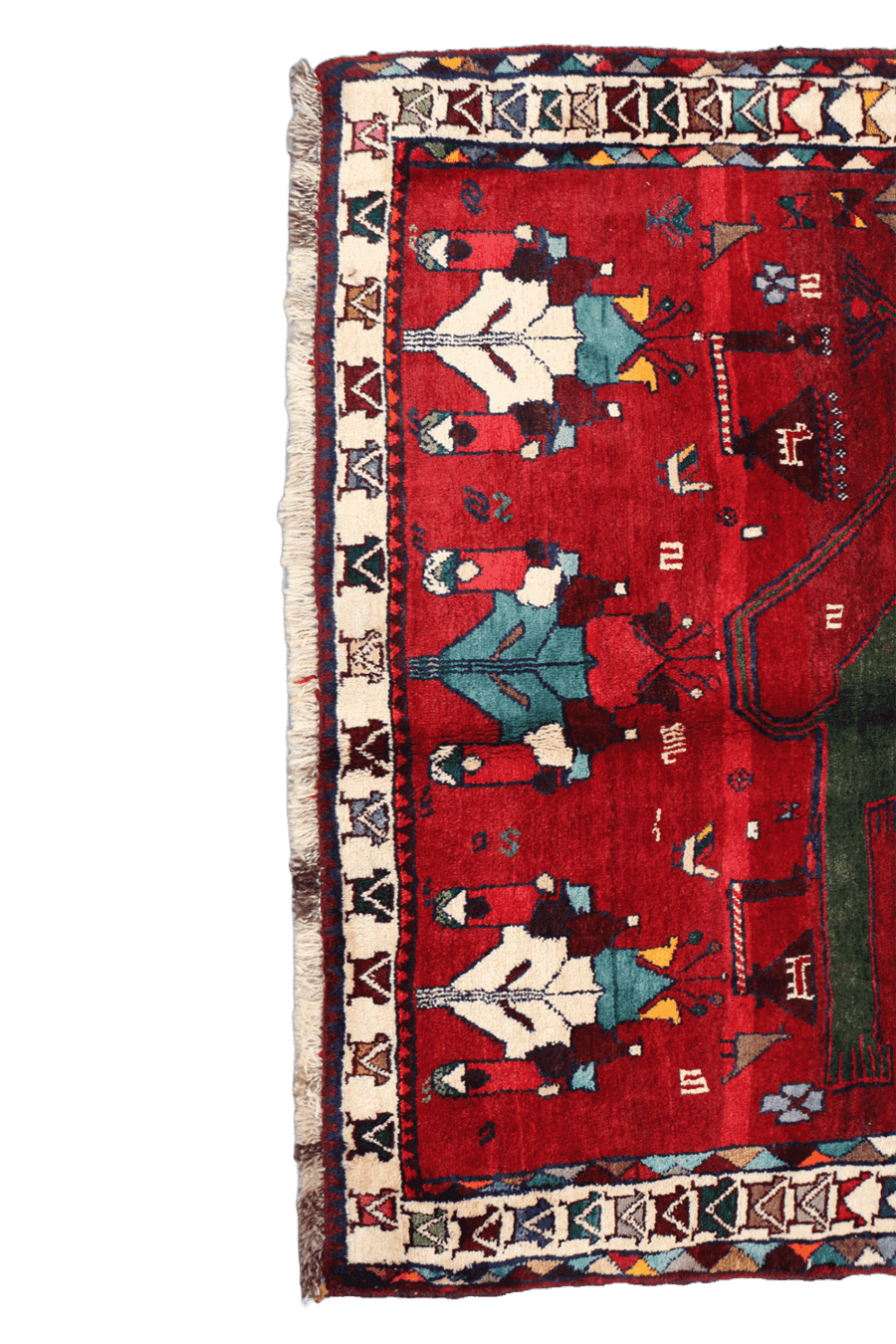 180 x 136 cm Tribal Qashqai Tribal Wool Rugs Hand Knotted Red Colour - Rugoutlet