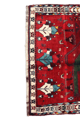 180 x 136 cm Tribal Qashqai Tribal Wool Rugs Hand Knotted Red Colour - Rugoutlet