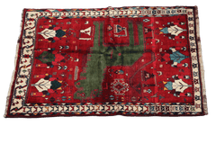 180 x 136 cm Tribal Qashqai Tribal Wool Rugs Hand Knotted Red Colour - Rugoutlet