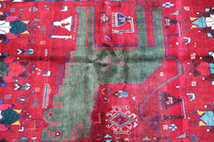 180 x 136 cm Tribal Qashqai Tribal Wool Rugs Hand Knotted Red Colour - Rugoutlet