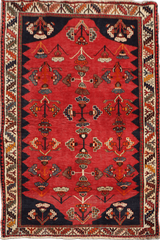 127 x 200 cm Persian Qashqai Tribal Wool Rugs Handcrafted Blue Red - Rugoutlet