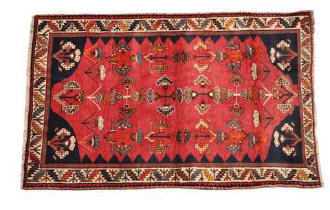 127 x 200 cm Persian Qashqai Tribal Wool Rugs Handcrafted Blue Red - Rugoutlet