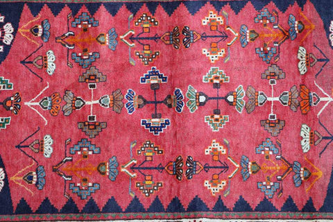 127 x 200 cm Persian Qashqai Tribal Wool Rugs Handcrafted Blue Red - Rugoutlet