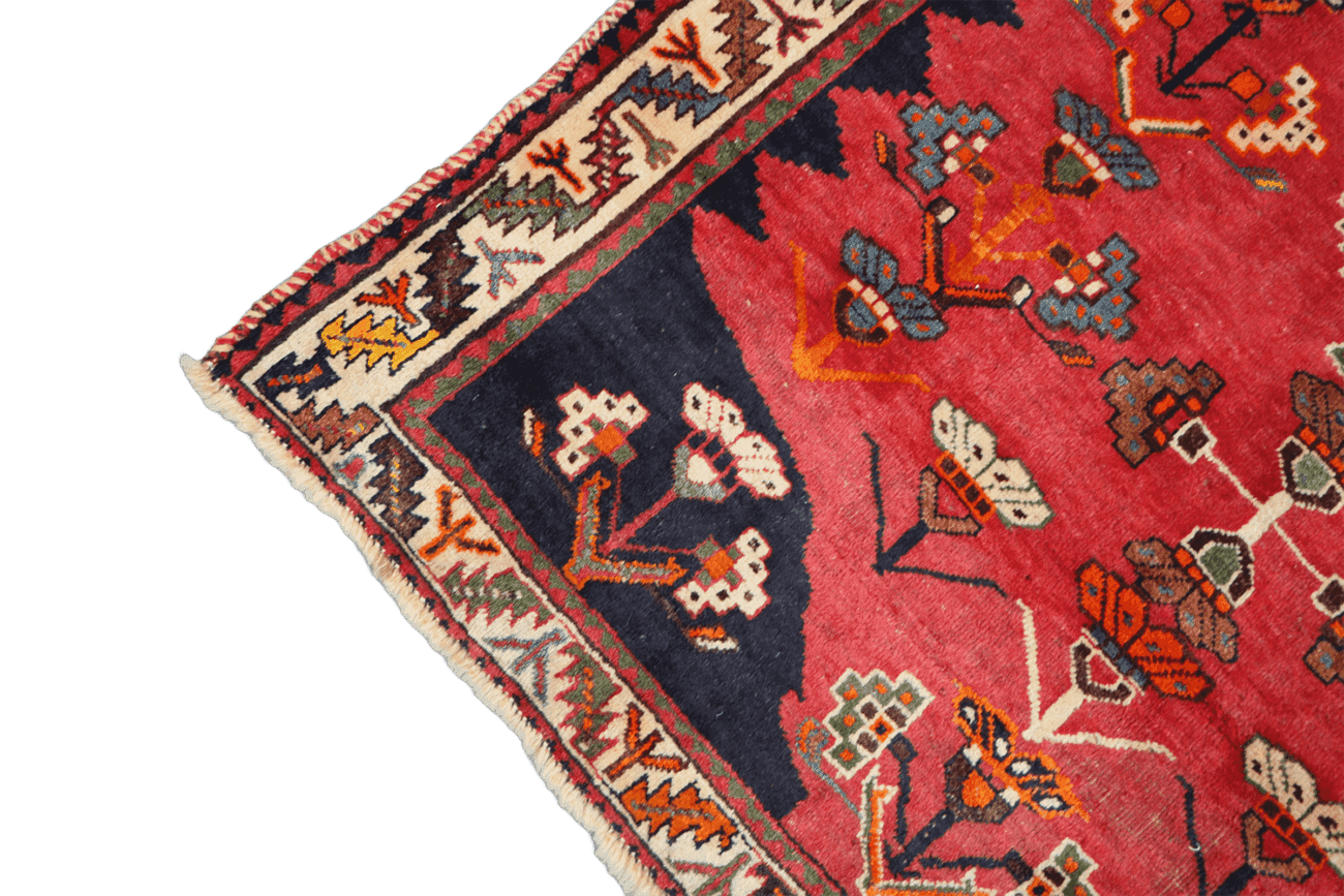 127 x 200 cm Persian Qashqai Tribal Wool Rugs Handcrafted Blue Red - Rugoutlet
