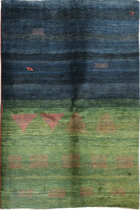 A rectangular Gabbeh Tribal Wool Rug