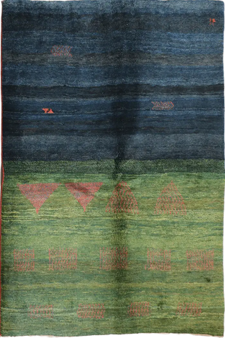 A rectangular Gabbeh Tribal Wool Rug