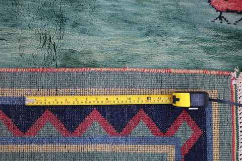 182 x 238 cm Gabbeh Tribal Wool Rug Hand-knotted Green Colour - Rugoutlet