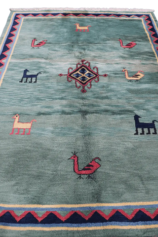 182 x 238 cm Gabbeh Tribal Wool Rug Hand-knotted Green Colour - Rugoutlet