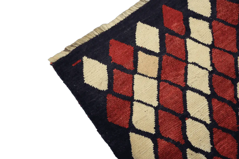 190 x 140 cm Gabbeh Tribal Wool Rug Hand-Knotted Red Beige - Rugoutlet