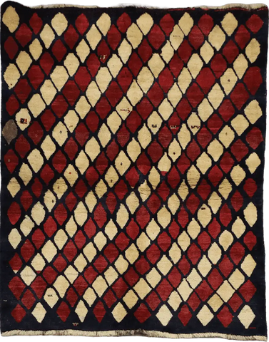 190 x 140 cm Gabbeh Tribal Wool Rug Hand-Knotted Red Beige - Rugoutlet