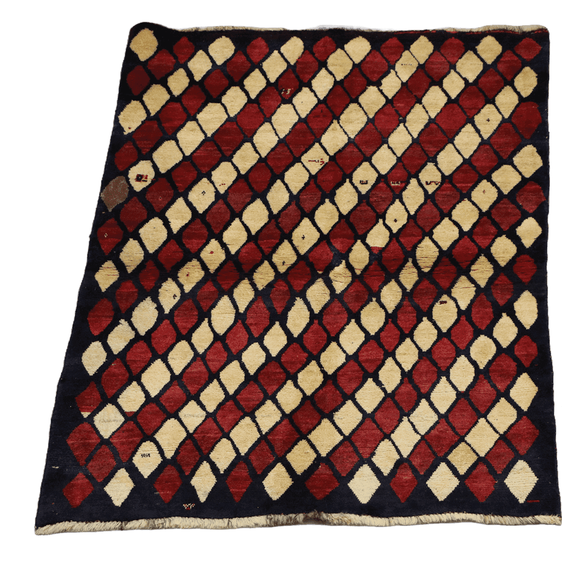 190 x 140 cm Gabbeh Tribal Wool Rug Hand-Knotted Red Beige - Rugoutlet