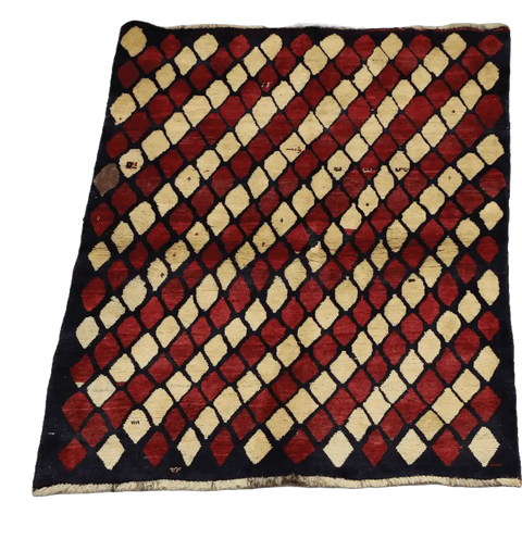 190 x 140 cm Gabbeh Tribal Wool Rug Hand-Knotted Red Beige - Rugoutlet