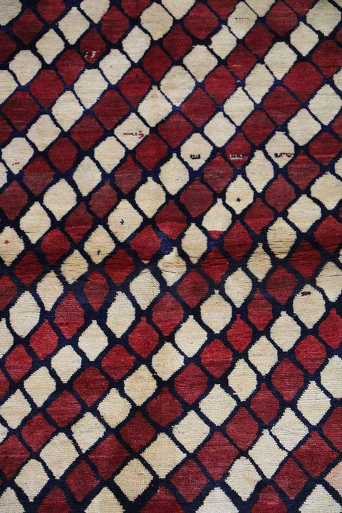 190 x 140 cm Gabbeh Tribal Wool Rug Hand-Knotted Red Beige - Rugoutlet
