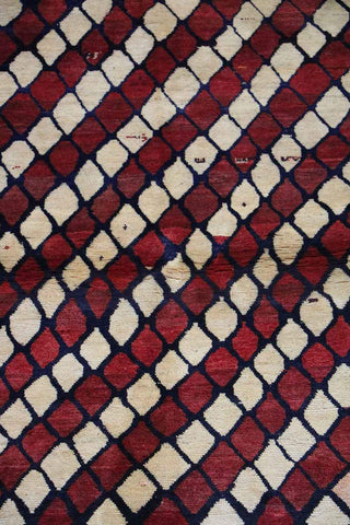 190 x 140 cm Gabbeh Tribal Wool Rug Hand-Knotted Red Beige - Rugoutlet